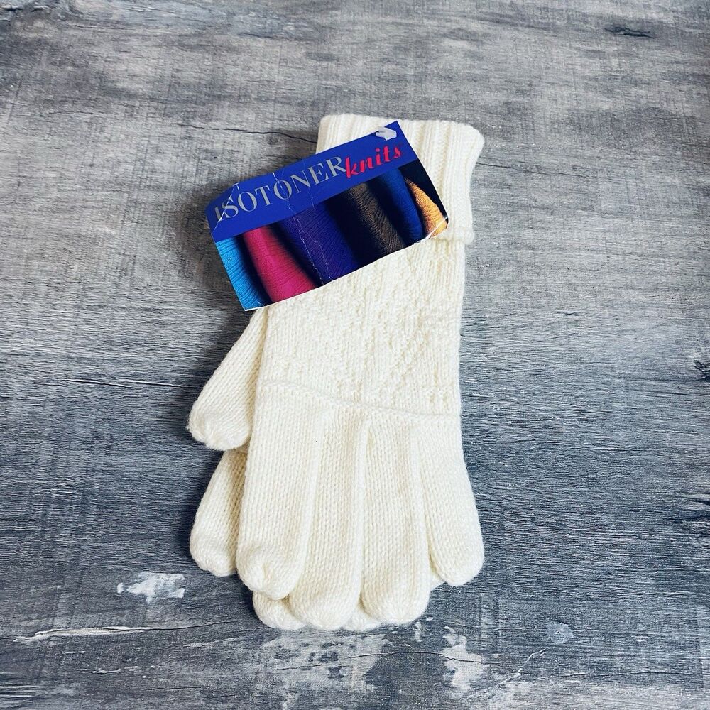 1996 Vintage NWT Isotoner Vintage ladies Ivory Color knit winter gloves